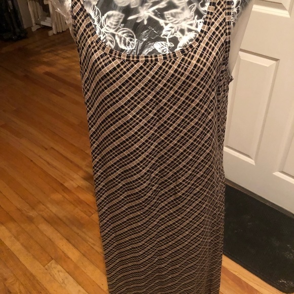 𝅺Faded Glory X-Large brown print maxi dress bias cut scoop neck - Picture 6 of 10